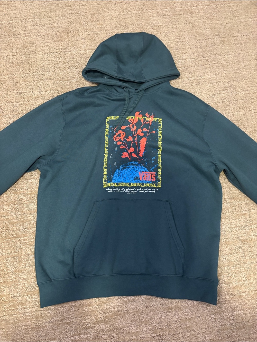 Vans forest green Pullover Hoodie with Multicolor Graphic